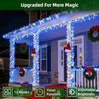 750 LED 240FT Christmas Lights Outdoor,12 Lighting Modes Christmas String Lights with Timer, Dimmable Blue Cool White LED StringLights Waterproof for Yard Wedding Party Holiday Decor Blue&CoolWhite