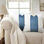 EVERGRACE x Kinsey Walsh Signature Velvet Panel Cotton Pillow Covers Set of 2, Decorative Pillow Covers 20"x20" for Couch, Square Cushion Cases for Sofa Bedroom Living Room, Blue Topaz