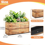 FENCY Large Metal Planter, Large Rectangular Planters for Outdoor Plants, Tall Outdoor Planters for Porch Patio, 32" L x 15" W x 16.3" H Walnut Finish Metal Planter with Drainage Hole