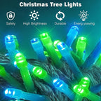 66FT 200 LED Christmas Lights Outdoor, Plug in Christmas String Lights Indoor, Waterproof & 8 Modes & Timer Function, Connectable Fairy Twinkle Light for Bedroom Patio Garden Xmas Decor, Blue Green
