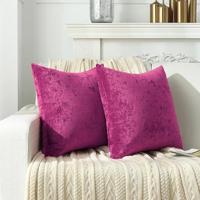 Jeneoo Fuschia Pink Decorative Throw Pillow Covers Soft Chenille Comfy Long Lumbar Couch Cushion Cases for Living Home Sofa Decor (Set of 1, 14 x 26 Inches)