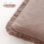 Foindtower Set of 2 Decorative Linen Fringe Lumbar Throw Pillow Covers Farmhouse Cushion Cover with Tassels Soft Accent Pillowcase for Couch Sofa Bed Living Room Home Decor,12×24 Inch,Dusty Pink