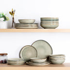 AmorArc Ceramic Dinnerware Sets of 8,Handmade Reactive Stoneware Glaze Plates and Bowls Sets,Highly Scratch Resistant | Dishwasher & Microwave Safe,Service for 8 Dishes Set (24pc)