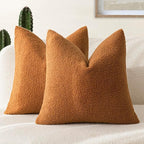 Foindtower Pack of 2, Curly Faux Fur Decorative Throw Pillow Covers Soft Fuzzy Plush Cushion Case with Zipper Cozy Pillowcase for Living Room Couch Bed Sofa Home Decor 22 x 22 Inch, Bronze