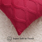 decorUhome Christmas Throw Pillow Covers 20x20 Inch Set of 2, Soft Plush Faux Fur Wool Red Couch Pillow Covers, Decorative Neutral Pillow Cases for Bed Sofa Living Room Home Decor