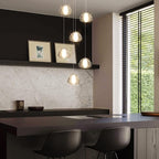 6-Lights Pendant Lighting for Entrance Modern Crystal Chandeliers LED Crystal Hanging Lights for Dining Room Bedroom Foyer Staircase Living Room 3000K