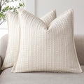 Foindtower Set of 2 Decorative Cotton Waffle Weave Throw Pillow Covers Euro Shams Cushion Covers Accent European Pillowcase for Bed Couch Sofa Bedroom Living Room Home Decor 22×22 Inch Natural Ivory