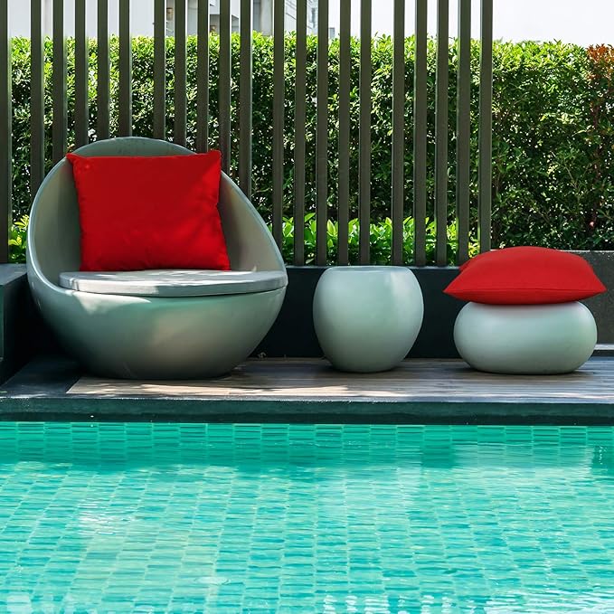 Boao 4 Pack Christmas Decorative Outdoor Waterproof Throw Pillow Covers Square Patio Balcony Garden Waterproof Cushion Case PU Coating Pillow Shell for Couch Bed Patio Sofa, 18 x 18 Inch(Red)