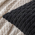 MIULEE Pack of 2 Decorative Lumbar Throw Pillow Covers 12x20 Inch Soft Boho Striped Textured Corduroy Pillow Covers Modern Farmhouse Home Decor for Couch Bed Sofa Living Room Black