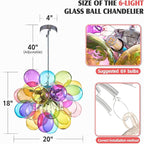 Longree Mini Bubble Ball Chandelier, Dia 20 inch Blown Multicolor Glass Pendant Light Fixture for Bedroom Study Bathroom Dining Room