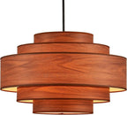 Farmhouse 26" Large Drum Wooden Chandelier Vintage 6-Lights Chandelier with Wooden Finish Linen Shade Retro Drum Chandeliers for Dining Room, Kitchen Island, Living Room, Bedroom