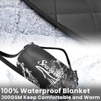 Waterproof Outdoor Blanket 92”X 60” Packable, Stadium Blankets for Camping with Sherpa Fleece Lining, Large Windproof Emergency Throw Mat for Garss Picnic Hiking Road Trip, Machine Washable, Black