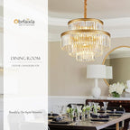 21.6" 14-Light Modern Crystal Chandelier Light Fixtures 4-Tier Gold Luxury Chandeliers for Dining Room Round Hanging Pendant Lighting for Living Room Kitchen Entryway Bedroom Foyer Hallway