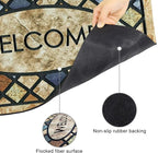 CHICHIC Blue Welcome Door Mat 17x 30 Inch Front Doormat Outdoors for Home Entrance Outdoors Mat for Outside Entry Way Doormat Entry Rugs, Heavy Duty Non Slip Rubber Back Low Profile