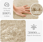 Madison Park Splendor Reversible 100% Cotton Tufted Bathroom Rug-3000 GSM Hotel Quality Luxurious Plush Medium Pile Bath Mat Absorbent, Quick Dry, Shower Room Décor, 24x60 Natural