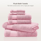 BIOWEAVES 100% Organic Cotton Bath Towel Set | 700 GSM Plush 6-Piece Premium Towel Set GOTS Certified, 2 Bath Towels, 2 Hand Towels & 2 Washcloths - Dusty Pink