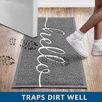 EARTHALL Door Mat Outside Inside Hello Doormat, 30"x17.5", Durable Floor Mat Non Slip Mat Ultra Absorb Mud Easy Clean Front Doormat for Garage, Entryway, Patio, High Traffic Areas, Grey