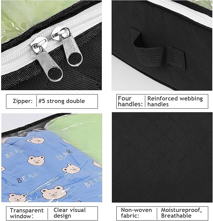6 Pack Under Bed Storage Containers Organizer, Large Capacity Underbed Clothes Storage Bins, Bedroom Organization and Storage, Foldable Storage Bags for Clothes Pillow Blankets Bedding