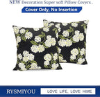 Decorative Throw Pillow Covers Set of 2 Black Hydrangea Pillow Covers 20x20 inch Super Soft Short Plush Square Floral Throw Pillows,Farmhouse Outdoor Pillow Covers for Couch Living Room