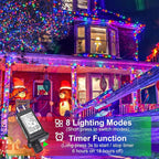 Christmas Lights Outdoor, 66FT 200 LED Christmas String Lights with 8 Modes Waterproof, Connectable Twinkle Light Green Wire for Indoor Xmas Patio Yard Party Holiday Decorations, Multicolor