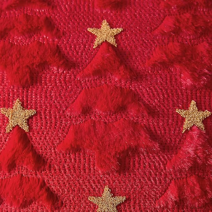 MIULEE Christmas Pillow Covers 18x18 Inch Set of 2, Red Christmas Tree Plush Faux Fur Pillowcases Soft Decorative Throw Pillow Cases for Couch Sofa Living Room Winter Xmas Holiday Home Decor
