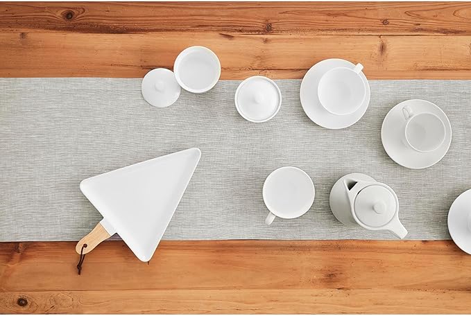 Solino Home Linen Table Runner 60 Inches - 100% Pure Linen Oyster Grey Table Runner 14 x 60 Inch Ideal for Dresser and Coffee Tables - Fall, Autumn, Halloween, Thanksgiving - Athena