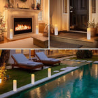 Kimjo 14" x 4" Large Outdoor Candles with Remote: Battery Operated LED Flameless Candles with Timer - Realistic Fake Waterproof Flickering Pillar Candles for Patio Porch Lanterns (White 2 Pack)