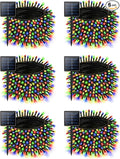 6 Pack Christmas Solar String Lights Outdoor Waterproof, 198FT 600 LED Green Wire Solar Fairy Lights with 8 Modes, Solar Twinkle Lights for Garden Tree Patio Fence Christmas Decorations (Multicolor)
