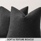 MIULEE Textured Boucle Throw Pillow Cover Black Accent Solid Eruo Sham Pillow Case Decorative Soft Pack of 1 Halloween Couch Cushion Chair Sofa Bedroom Livingroom Home Decor,24x24 Inch