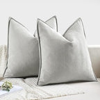 MIULEE Pack of 2 Light Grey Decorative Pillow Covers 16x16 Inch Soft Chenille Luxurious Couch Throw Pillows Farmhouse Cushion Covers with Elegant Design for Sofa Bedroom Living Room Home Decor