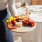 Premium Ceramic Serving Platter, White - 12” Round - Dishwasher Safe, Oven Safe Appetizer Tray for Entertaining - Large Charcuterie Cheese Board Serving Dish Gift - Pizza Stone