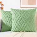 decorUhome Couch Throw Pillow Covers 20x20 Set of 2, Decorative Soft Plush Faux Wool Neutral Accent Pillow Covers for Bed Sofa Living Room, Sage Green