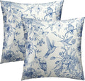 Chinoiserie Blue Pillow Covers 16x16 Inch Set of 2 Vintage Bird Floral Leaves Decorative Throw Pillowcases Square Farmhouse Cushion Cases Home Decor for Sofa Bed Car Porch Outdoor