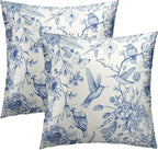Chinoiserie Floral Throw Pillow Covers 18x18 in Asian Navy Bird Flowers Square Cushion Cover Oriental Decorative Cushion Cases Home Decor for Farmhouse Sofa Couch Bed Car