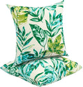 Water Resistant Outdoor Throw Pillows for Patio Furniture,18x18 Inch Decorative Pillows Set of 2 with Insert,Hidden Zipper Headrests for Sofa Couch Chair(Palm Leaf)