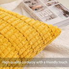 Corduroy Decorative Throw Pillow Covers 14x36 Inch Soft Striped Pillow Covers Modern Farmhouse Home Decor for Sofa Living Room Couch Bed（Yellow）