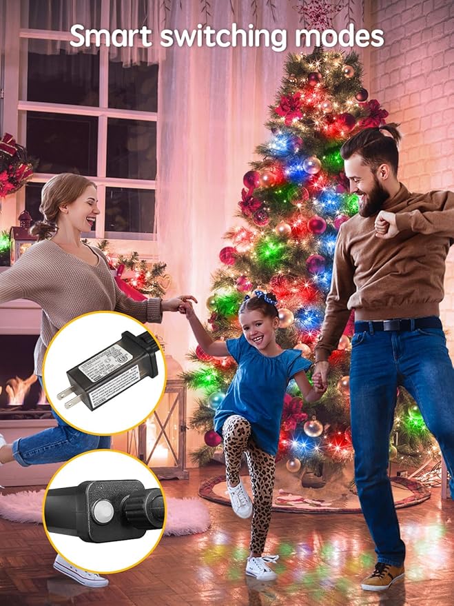 300 LED Christmas Lights Warm White/Multicolor, 115FT Color Changing String Lights Outdoor with Remote Control, 8 Modes Fairy Light Plug in Waterproof for Christmas Tree Bedroom Party Wedding