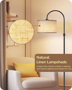 EDISHINE Dimmable Floor Lamp with Remote Control, Modern Arc Standing Lamp, 3000K-6500K Color Temperatures, Reading Light for Living Room Bedroom Office, Footswitch, LED Bulb Included, Black