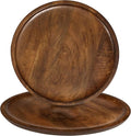 CLEENTABLE 2 Pack Wooden Charger Plates - 12" Rustic Wood Serving Platter - Round Dinner Plates, Decorative Tableware, Farmhouse Table Decor, Rustic Kitchen Plates, Wedding, Party, Events (Walnut)