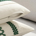 MIULEE Set of 2 Dark Green Boho Christmas Decorative Pillow Covers 20x20 Inch Farmhouse Rustic Couch Throw Pillows Modern Spring Cotton Cushion Cover Retro Macrame Woven Home Decor for Bed Sofa Chair