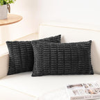 Pack of 2 Corduroy Decorative Throw Pillow Covers 12x20 Inch Soft Striped Pillow Covers Modern Farmhouse Home Decor for Sofa Living Room Couch Bed（Dark Grey）