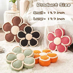 Soft Flower Shaped Floor Cushion, Plush Decorative Throw Pillow, Cute Seating Cushion, Room Decor Pillow for Sofa Couch Bed (13.7 Inch, Black)