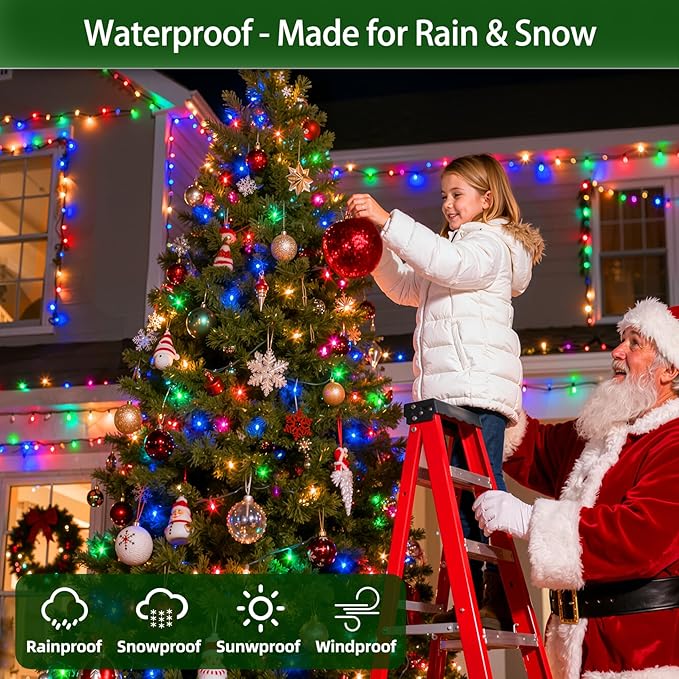 1500 LED Chrstmas Lights, 470ft Outdoor Christmas String Lights with 12 Modes, Multicolor LED String Lights with Timer Dimmable Waterproof for Tree Fence Garden Xmas Wedding Party Holiday Decorations
