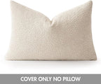 MIULEE Textured Boucle Throw Pillow Cover Beige Accent Solid Lumbar Pillow Case Decorative Soft Pack of 1 Couch Cushion Chair Sofa Bedroom Livingroom Home Decor,24x16 Inch