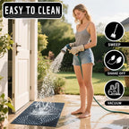 Yimobra Large Door Mat 36x24, All-Weather Waterproof Art Line Outdoor Mats for Front Door, Heavy Duty Non-Slip Welcome Matt for Garage Patio Proch Entryway Indoor, Blue