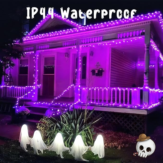 Connectable Purple Halloween Lights, 2pack 164ft 400Led 13 Modes String Lights Plug in, Twinkle Light with Timer Indoor/Outdoor for Tree Party Halloween Decorations
