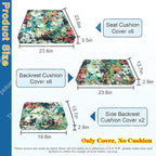 14 PCs Patio Cushion Covers for 7 PCs Outdoor Furniture Sectional Seating Sets Water Resistant Plus 2 Throw Pillows (Colorful Leaves, 23.6 * 23.6 * 3.5 in-14)