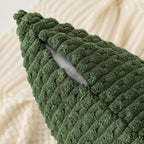 Kevin Textile Throw Pillow Covers Soft Corduroy Decorative Set of 2 Boho Striped Pillow Covers Pillowcases Farmhouse Home Decor for Couch Bed Sofa Living Room 12x20 Inch Moss Green