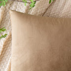 EMEMA Pack of 2 Velvet Throw Pillow Covers Decorative Square Pillowcase Soft Solid Cushion Case for Sofa Bedroom Chair Car 18x18 Inch Khaki