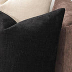 MIULEE Pack of 2 Decorative Throw Pillow Covers Soft Chenille Throw Pillows Solid Textured Euro Cushion Covers for Couch Sofa Bedroom Living Room 22x22 Inch, Black